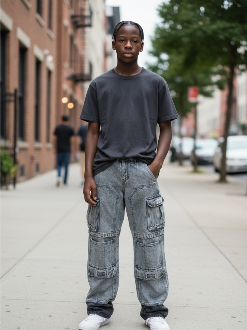 PacSun Men's Washed Grey Cargo Pants with Multiple Pockets